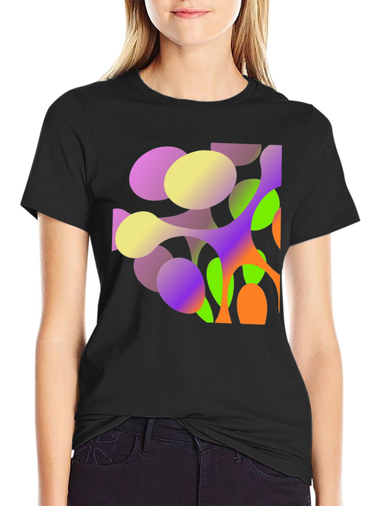 Abstract Geometric Print Black T-Shirt