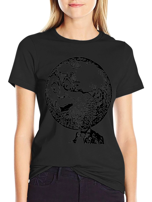 Earth Head Graphic Tee - Unique Black T-Shirt