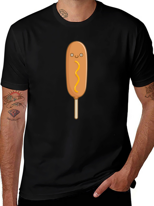 Funny Cartoon Corn Dog Graphic T-Shirt