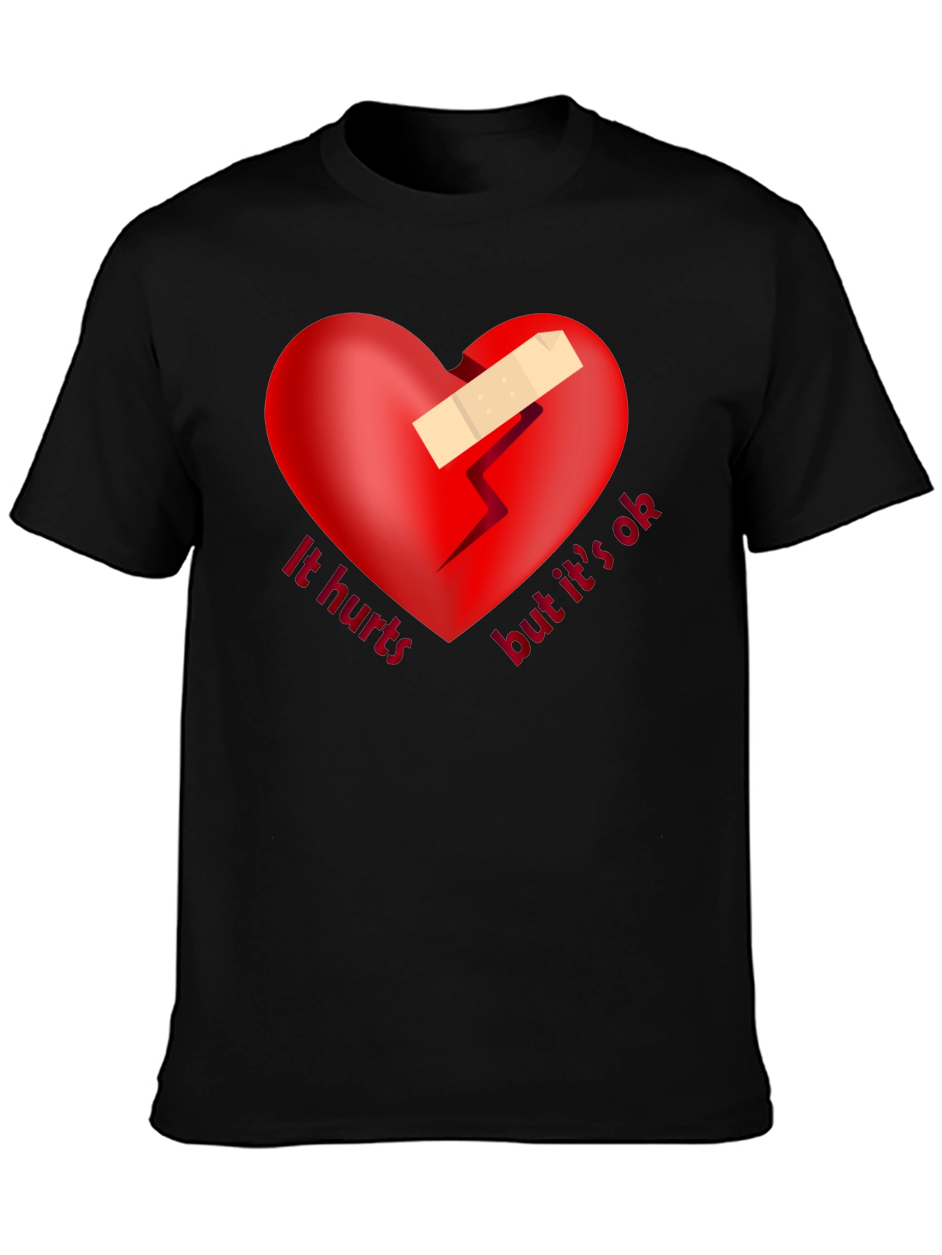 It Hurts But Its Ok Graphic Tee - Black