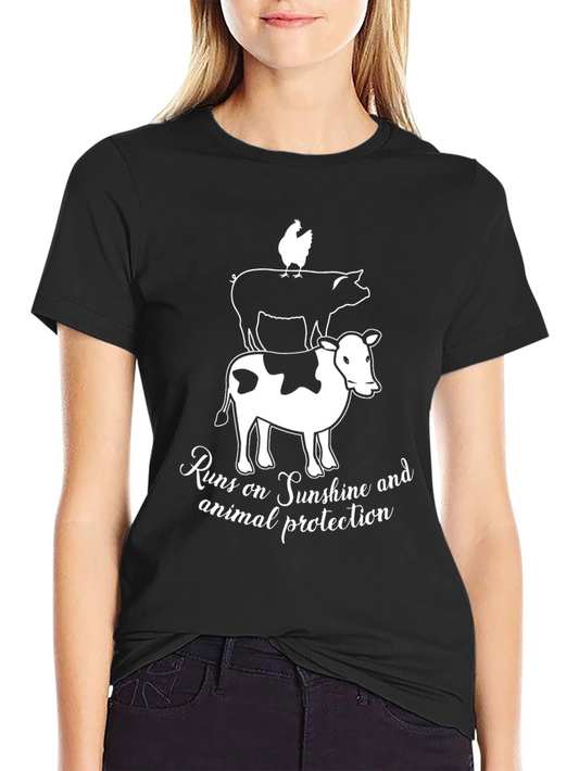 Animal Protection T-Shirt: Chicken Pig Cow Stack