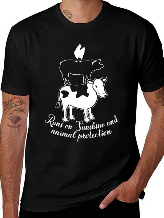 Animal Protection T-Shirt: Chicken Pig Cow Stack