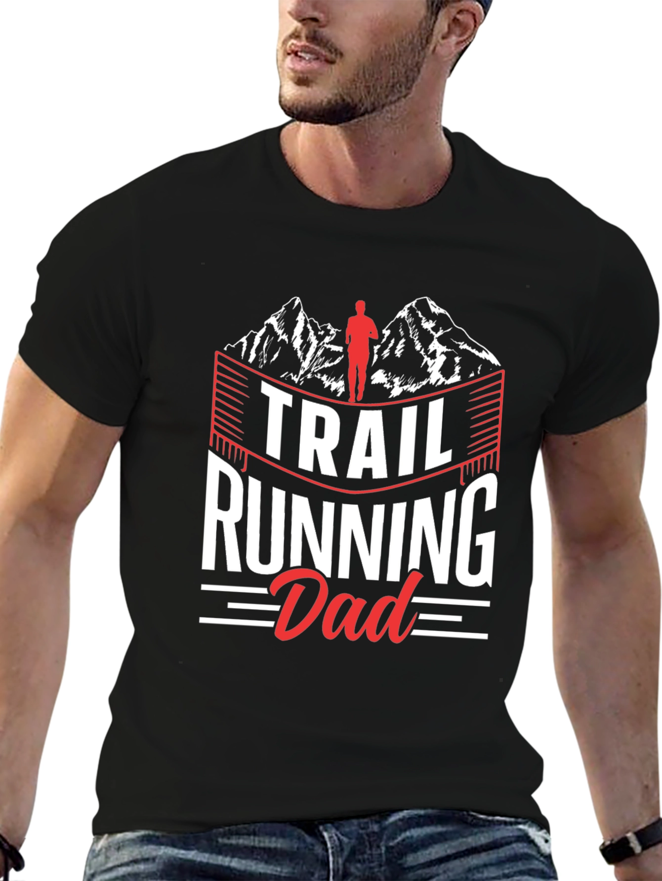 Trail Running Dad Tee - Black Graphic T-Shirt