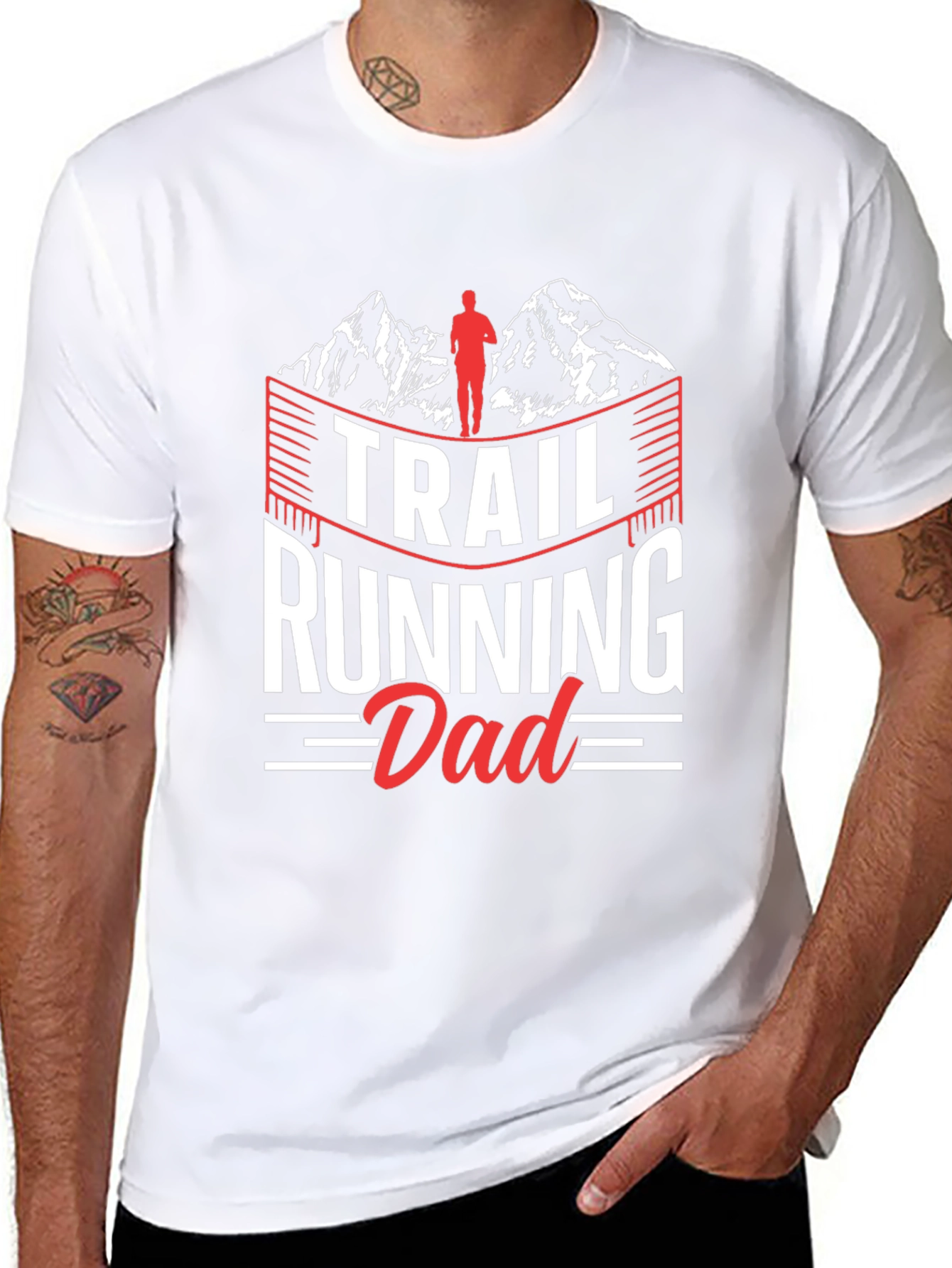 Trail Running Dad Tee - Black Graphic T-Shirt