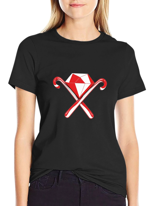 Diamond & Candy Cane Graphic Black Tee