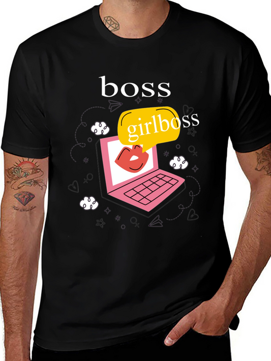 Girlboss Graphic Tee - Trendy Laptop Design T-shirt