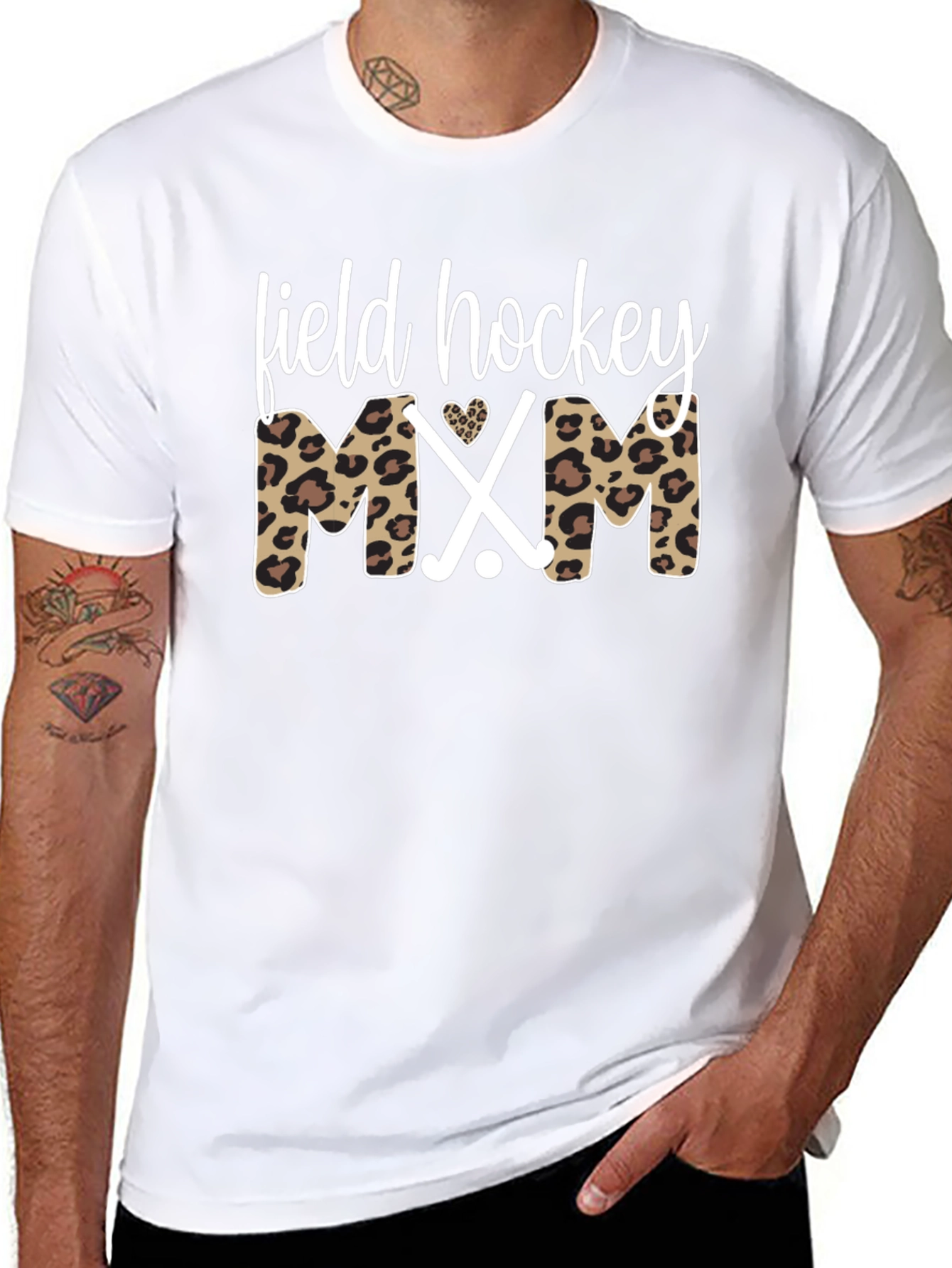 Field Hockey Mom Leopard Print T-Shirt