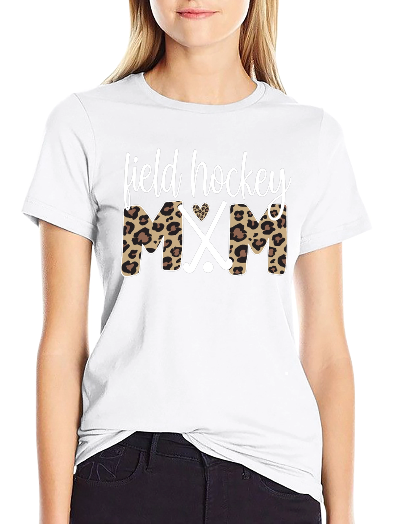 Field Hockey Mom Leopard Print T-Shirt