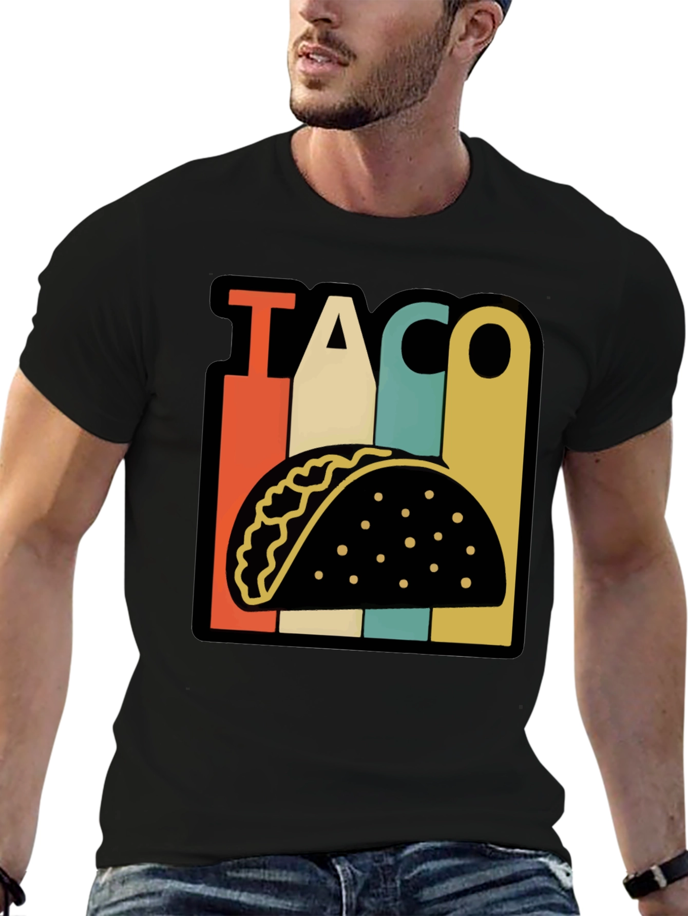 Retro Taco Graphic T-Shirt - Black Fun Food Tee