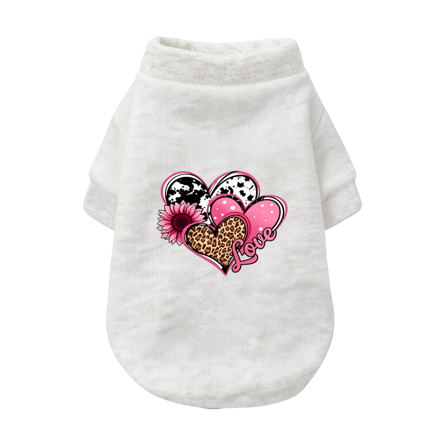 Leopard Heart Sunflower LOVE Girly Cute Puppy Sweater