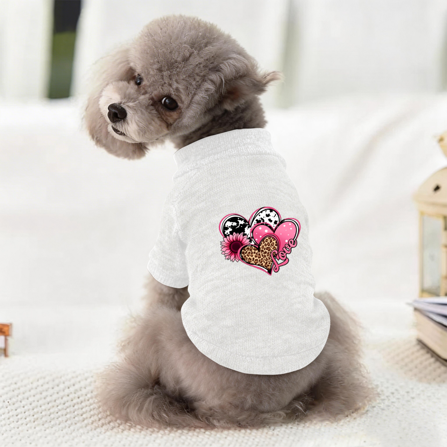 Leopard Heart Sunflower LOVE Girly Cute Puppy Sweater