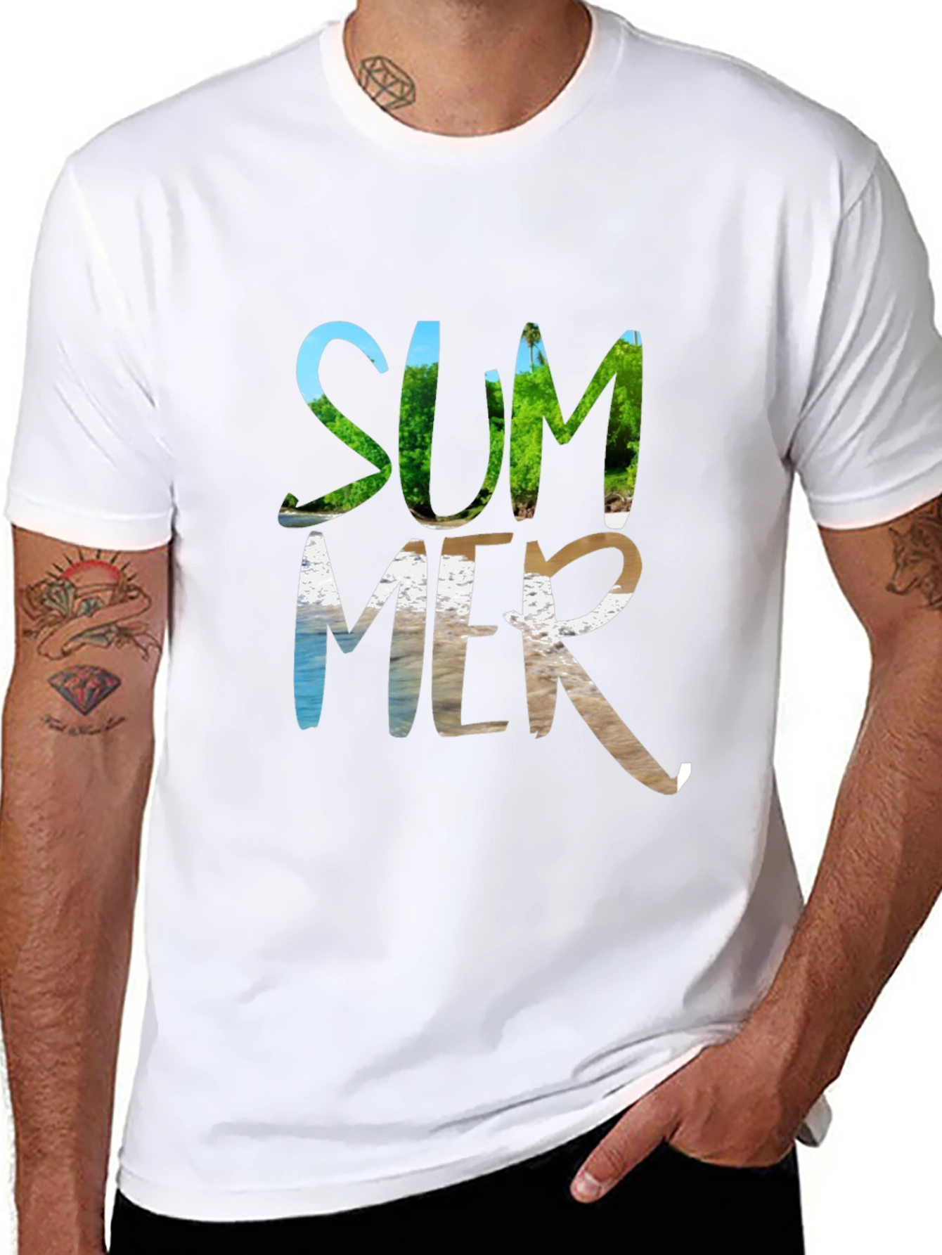 Summer Themed Graphic Tee - Black