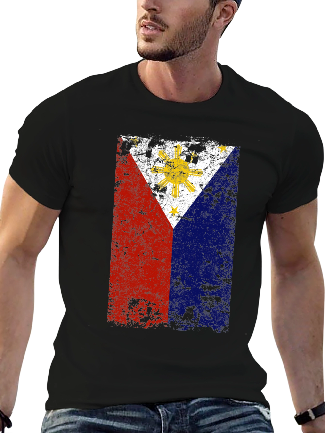 Distressed Philippines Flag Graphic T-Shirt