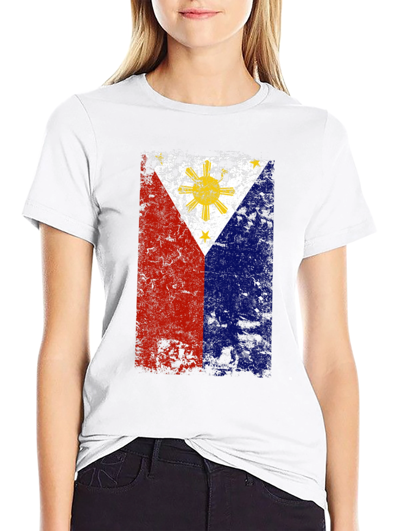 Distressed Philippines Flag Graphic T-Shirt