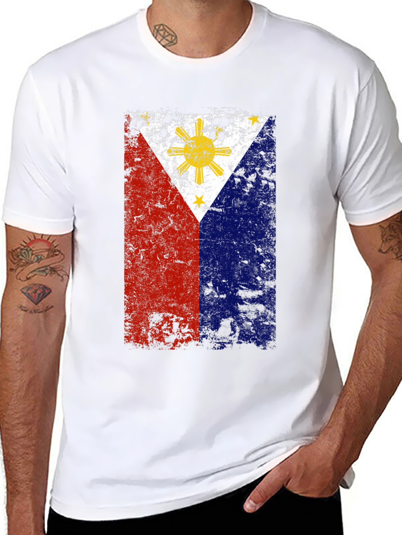 Distressed Philippines Flag Graphic T-Shirt
