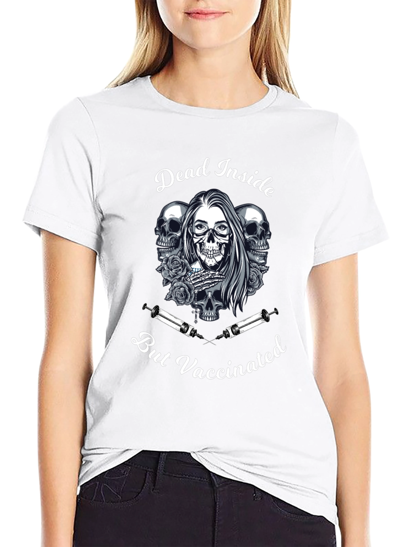 Dead Inside But Vaccinated Black T-Shirt