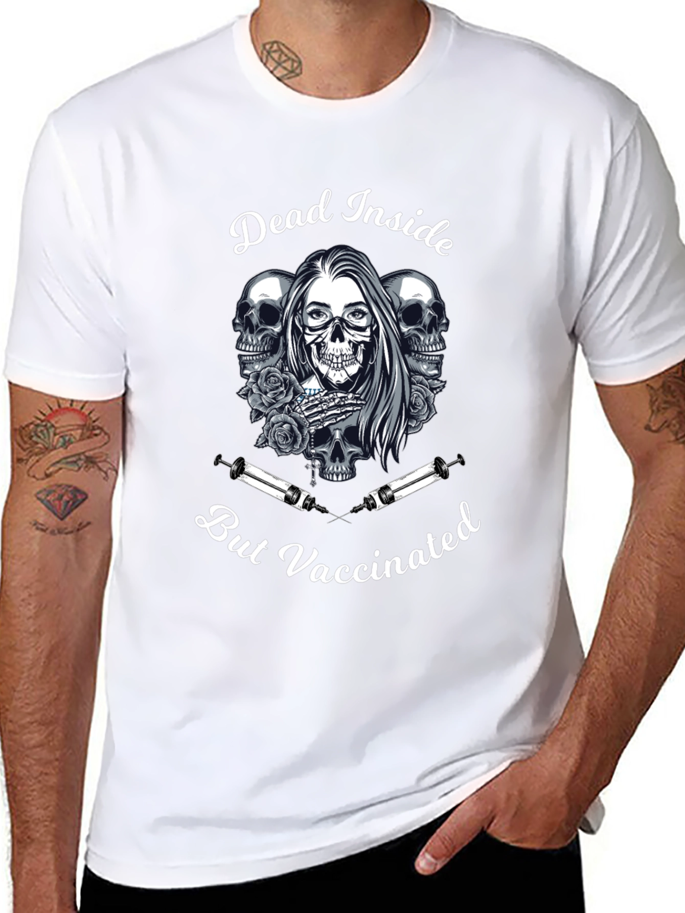 Dead Inside But Vaccinated Black T-Shirt
