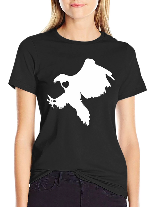 Black T-shirt with White Eagle Heart Graphic