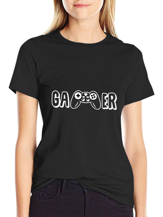 Gamer T-Shirt - Black Cotton Tee with Controller Graphic