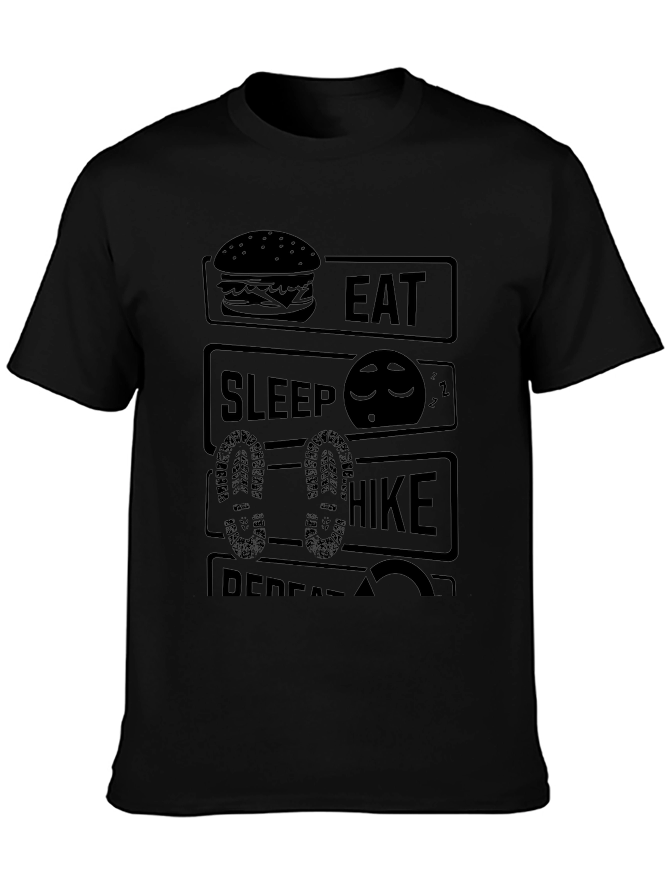 Eat Sleep Hike Repeat Black Graphic Tee