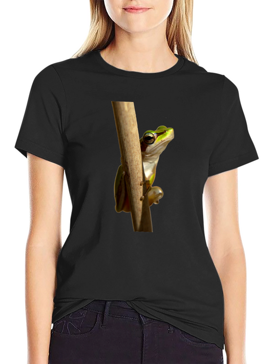 Frog on Branch Graphic T-Shirt - Black