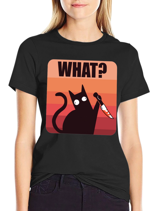 Funny Cat With Knife Mens T-Shirt