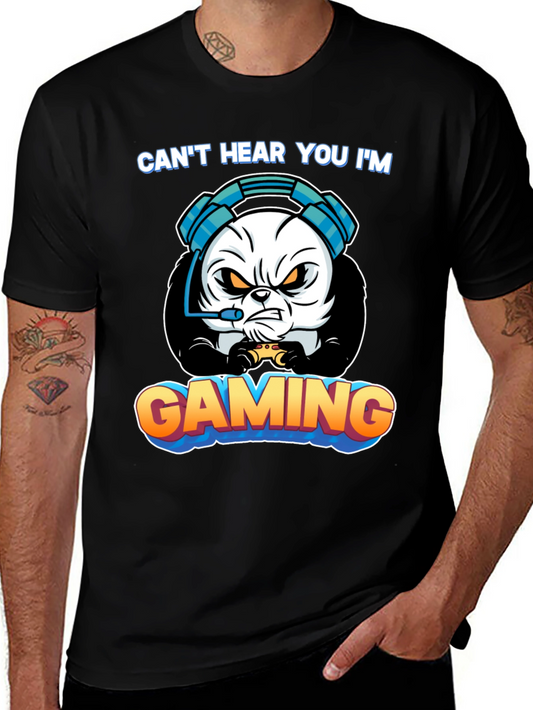 Gamer Panda T-Shirt - Cant Hear You Im Gaming!