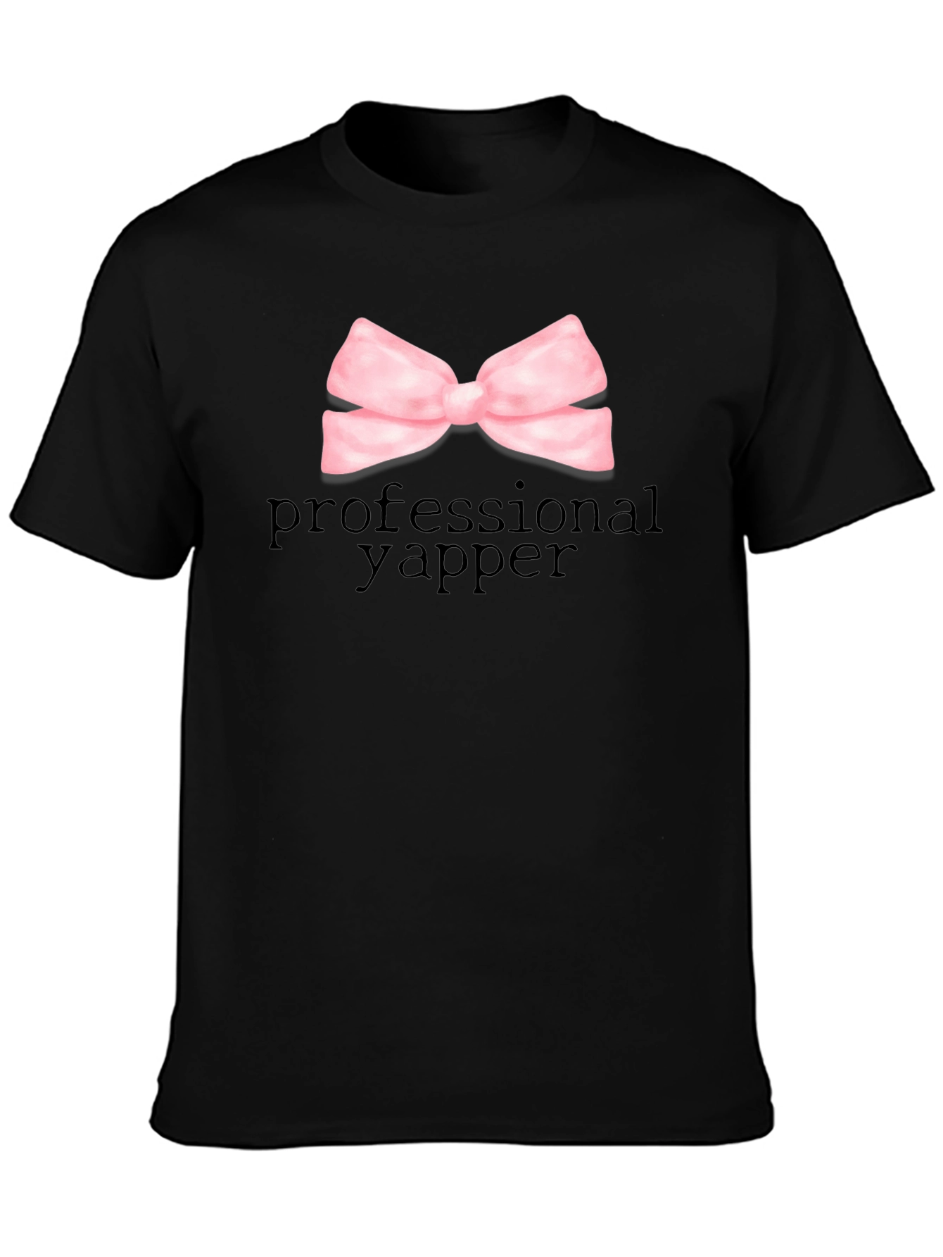 Professional Yapper Black T-Shirt with Pink Bow