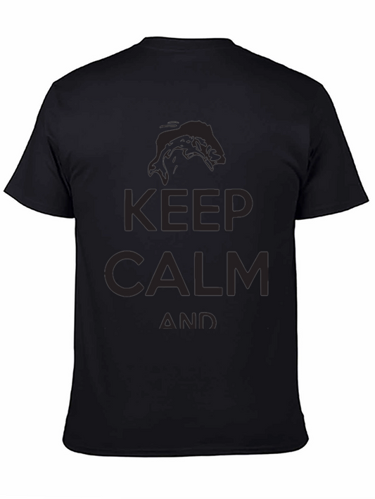 Keep Calm and Fish On Black T-Shirt