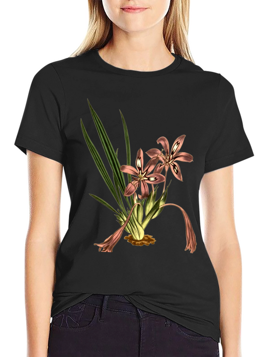 Floral Print Graphic Tee - Vintage Botanical Design