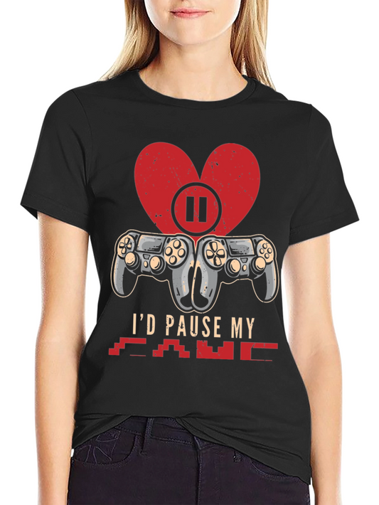 Gamer Heartbeat T-Shirt - Id Pause My Game for You!