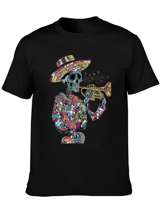 Day of the Dead Skeleton Trumpet T-Shirt