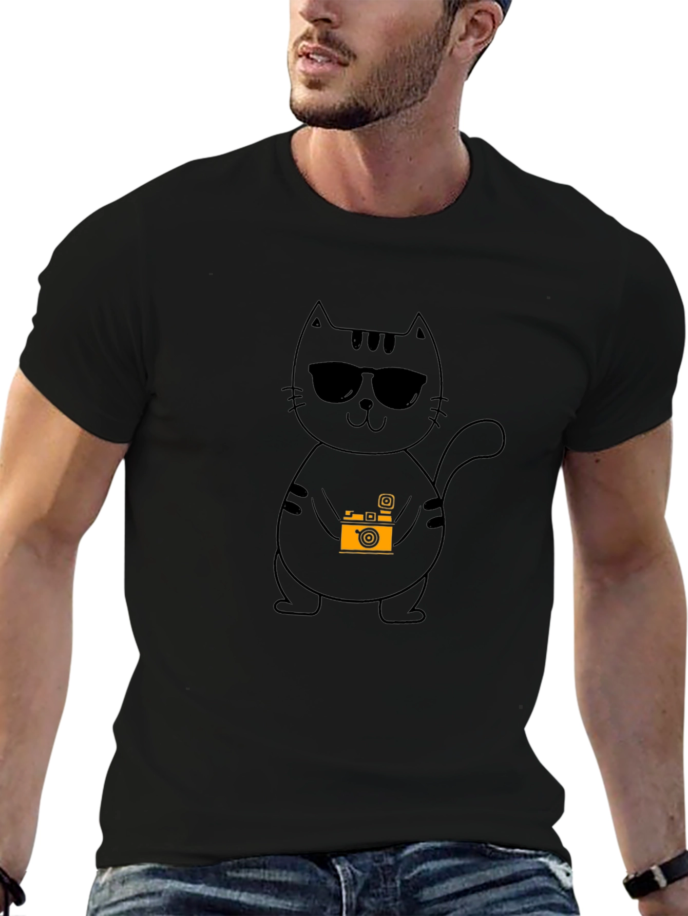 Cool Cat Photographer Black T-Shirt