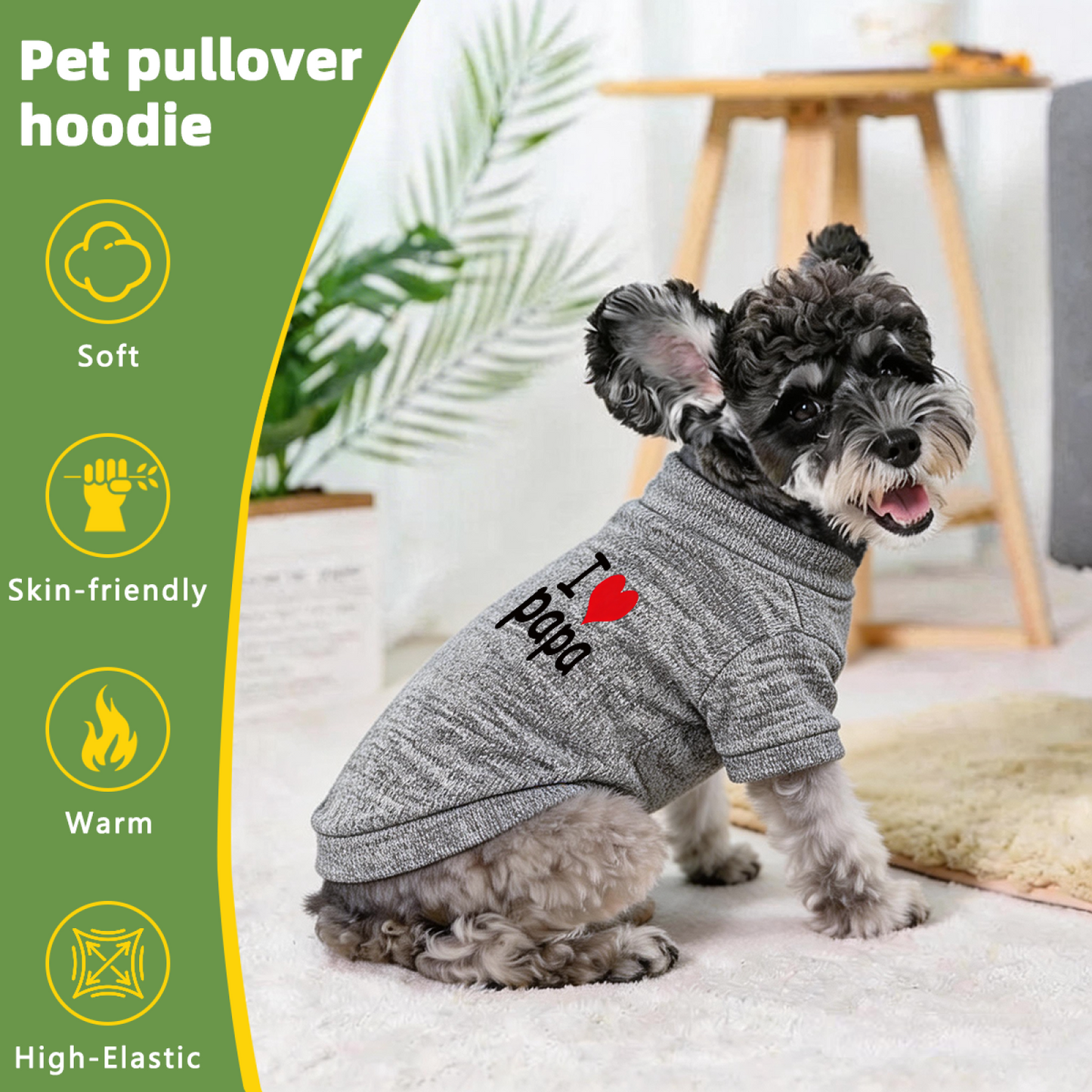 I Love Papa Gray Soft Comfy Pet Daily Sweater Cardigan