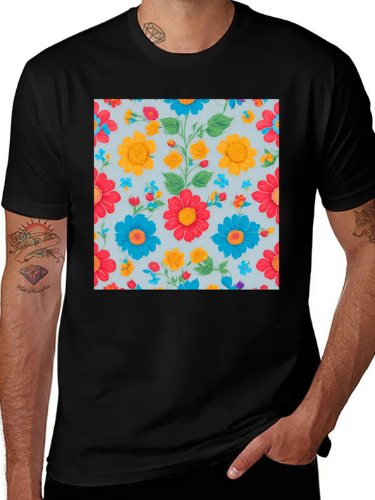 Floral Pattern T-Shirt - Bold Colors