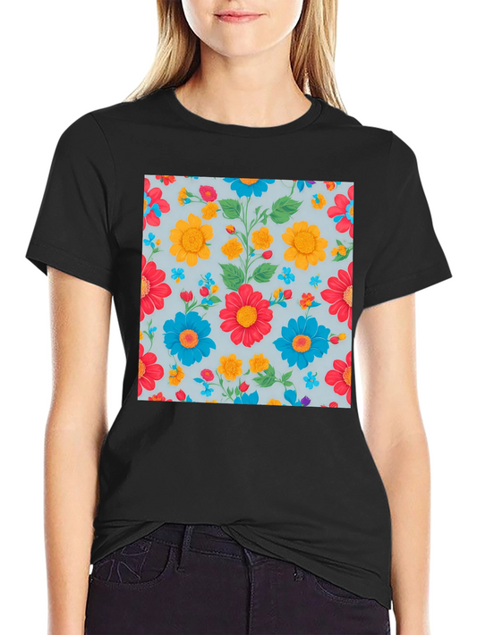 Floral Pattern T-Shirt - Bold Colors