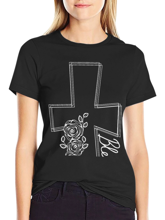 Blessed Floral Cross Graphic Tee - Stylish Christian Apparel