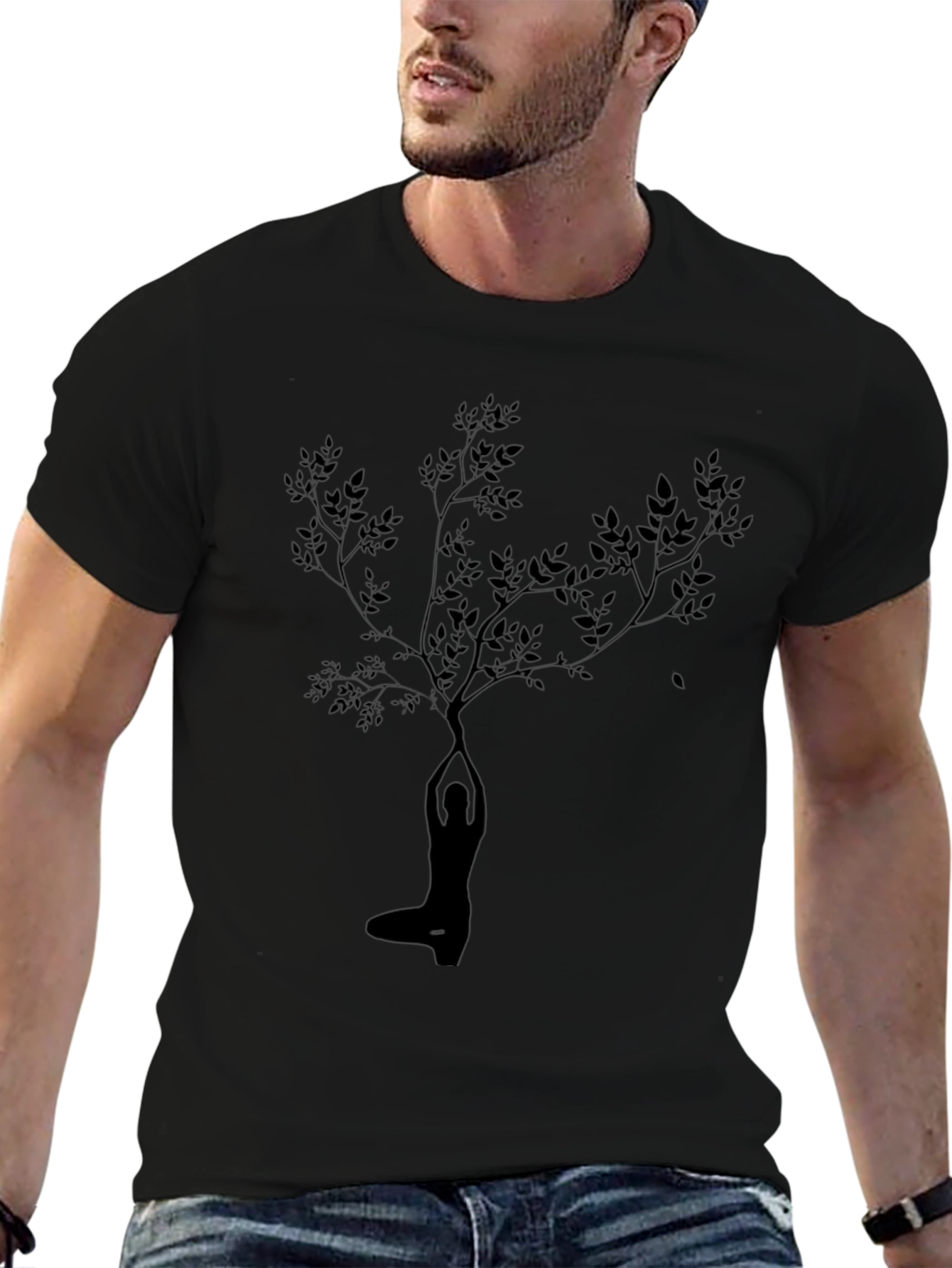 Yoga Tree Graphic Black T-Shirt