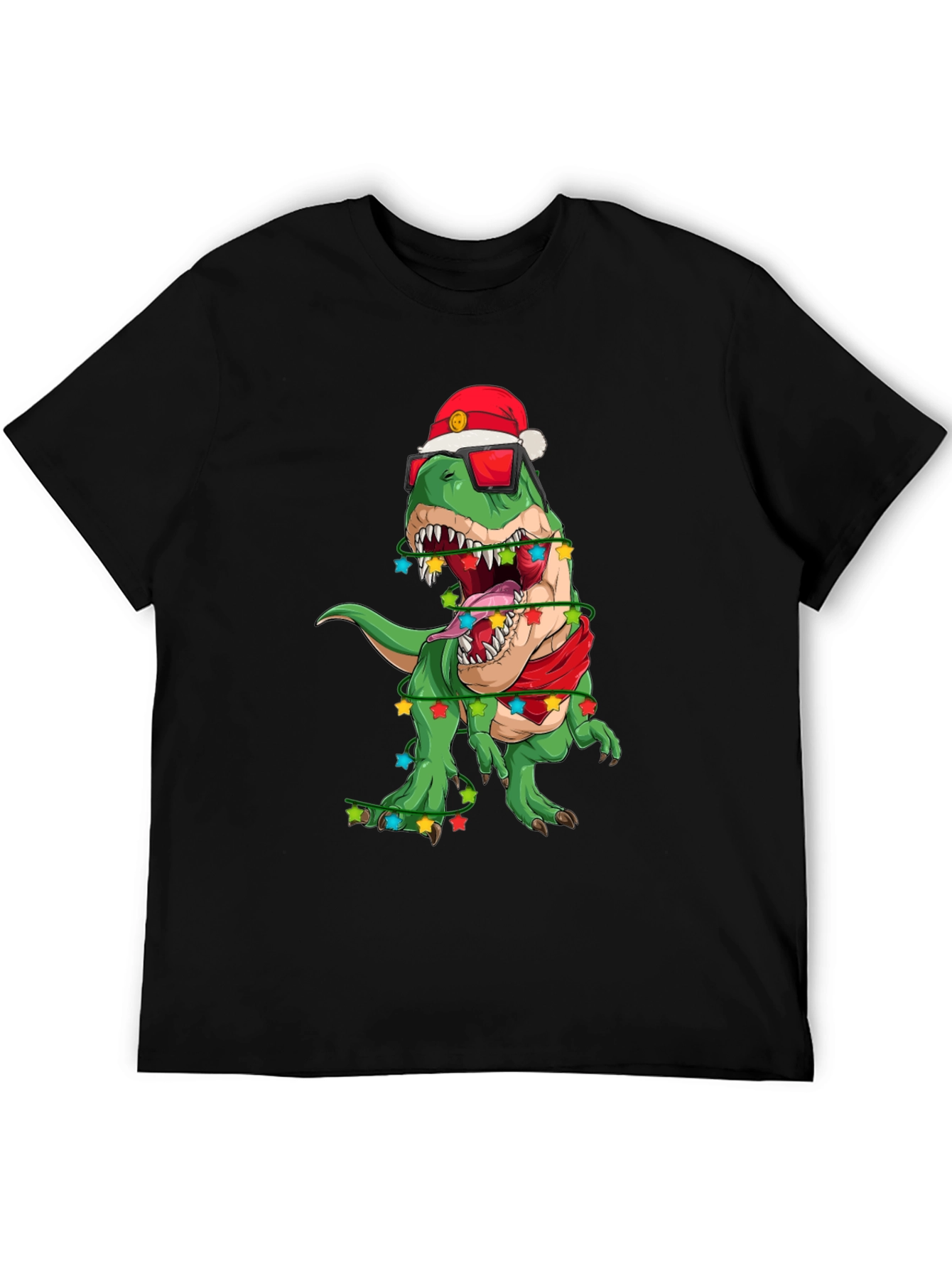 Festive Dinosaur T-Shirt: Holiday T-Rex in Santa Hat