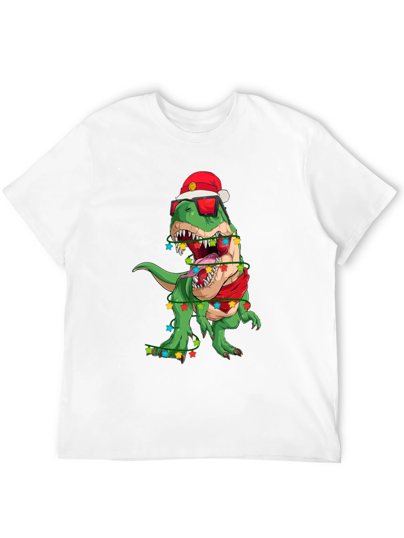 Festive Dinosaur T-Shirt: Holiday T-Rex in Santa Hat