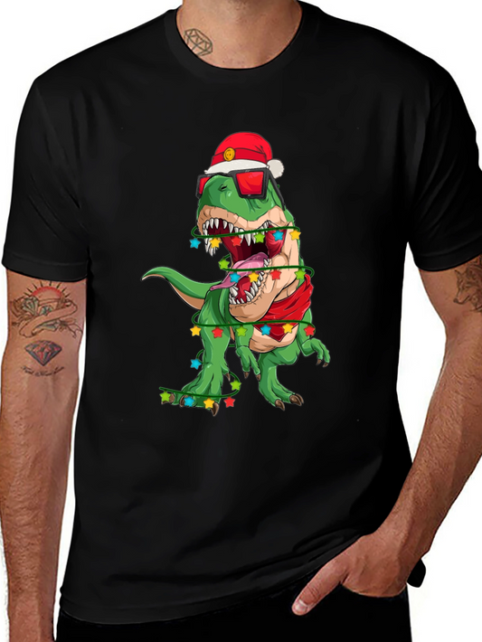 Festive Dinosaur T-Shirt: Holiday T-Rex in Santa Hat