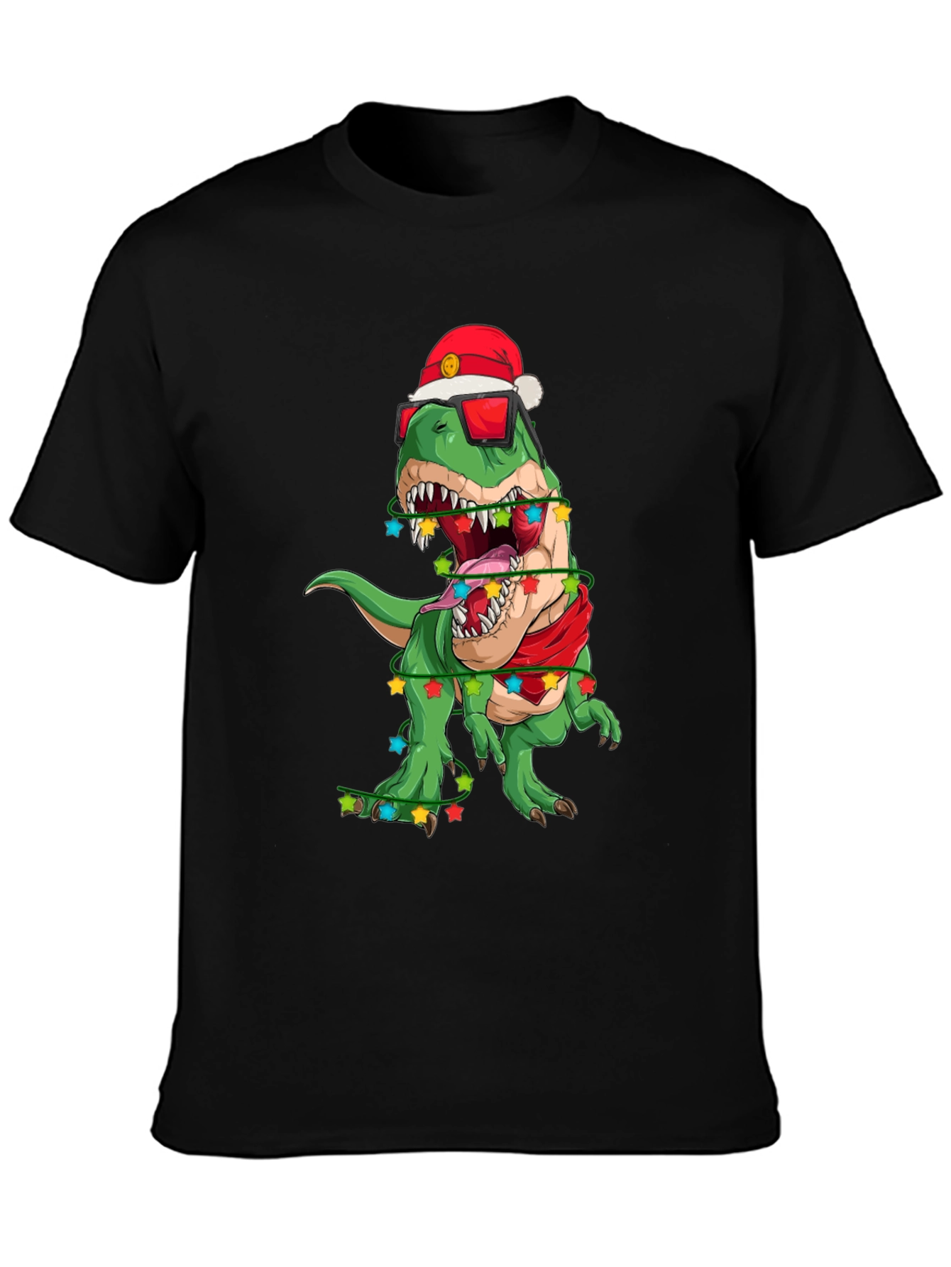 Festive Dinosaur T-Shirt: Holiday T-Rex in Santa Hat