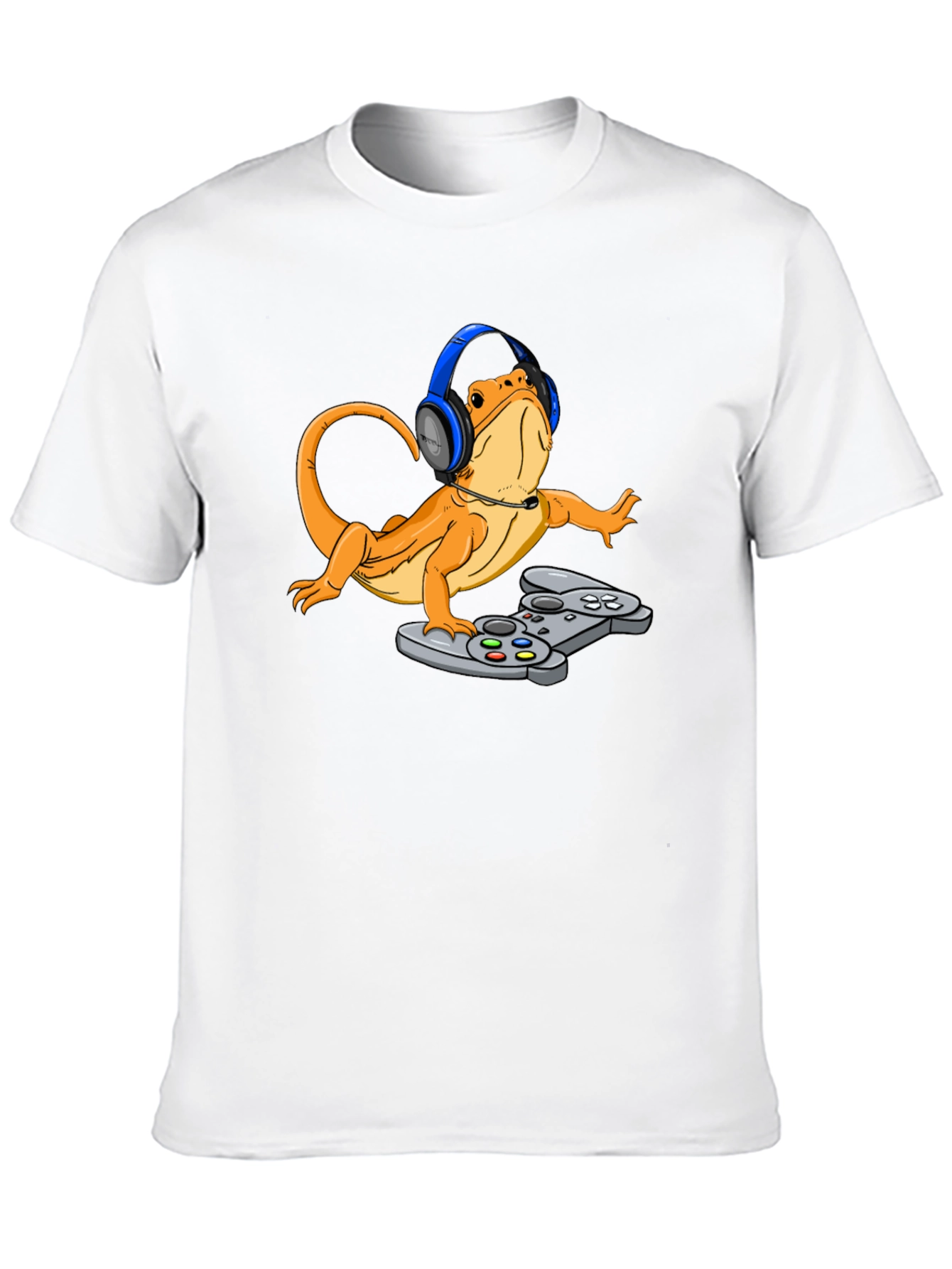 Gamer Lizard T-Shirt - Bearded Dragon with Headset