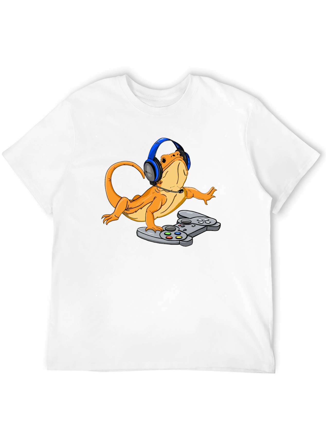 Gamer Lizard T-Shirt - Bearded Dragon with Headset