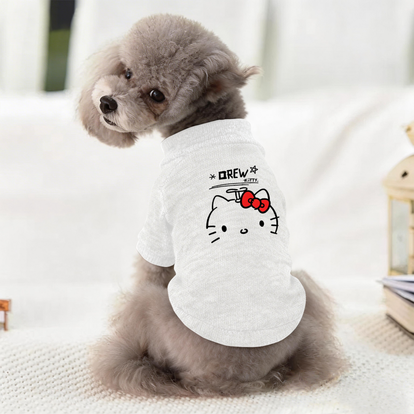 Minimalist Drew Hello Kitty Classic White Pet Daily Sweater