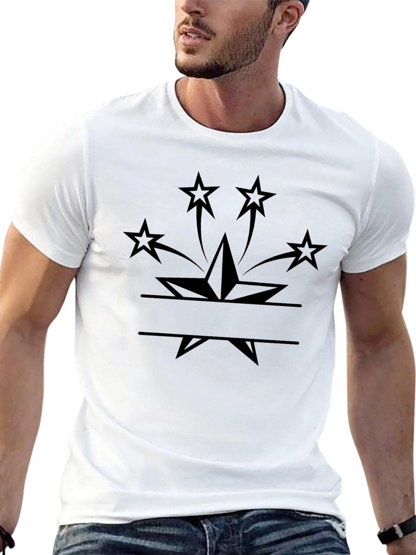 Stylish Black Star Graphic T-Shirt