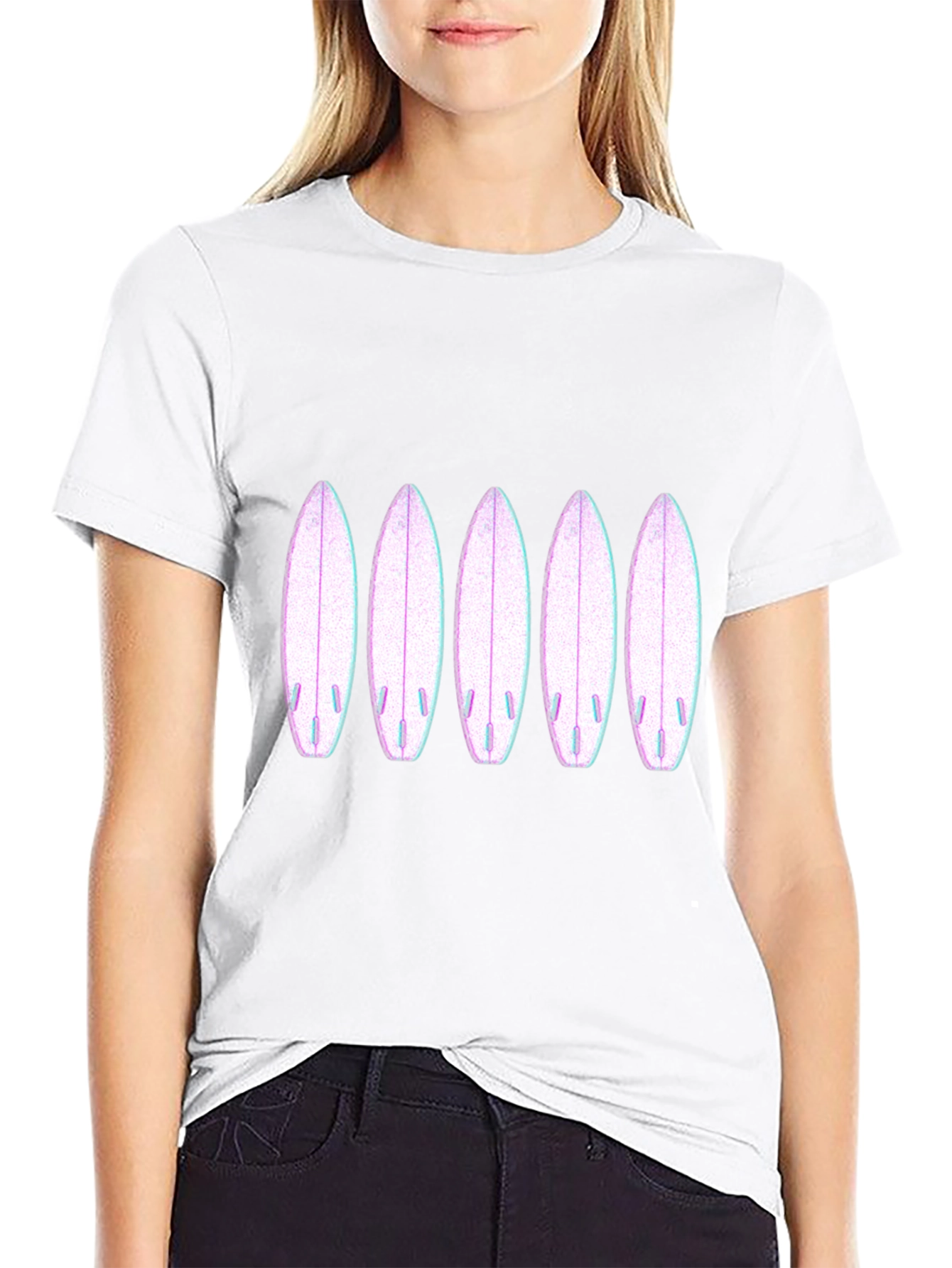 Surfboard Pattern Black T-Shirt