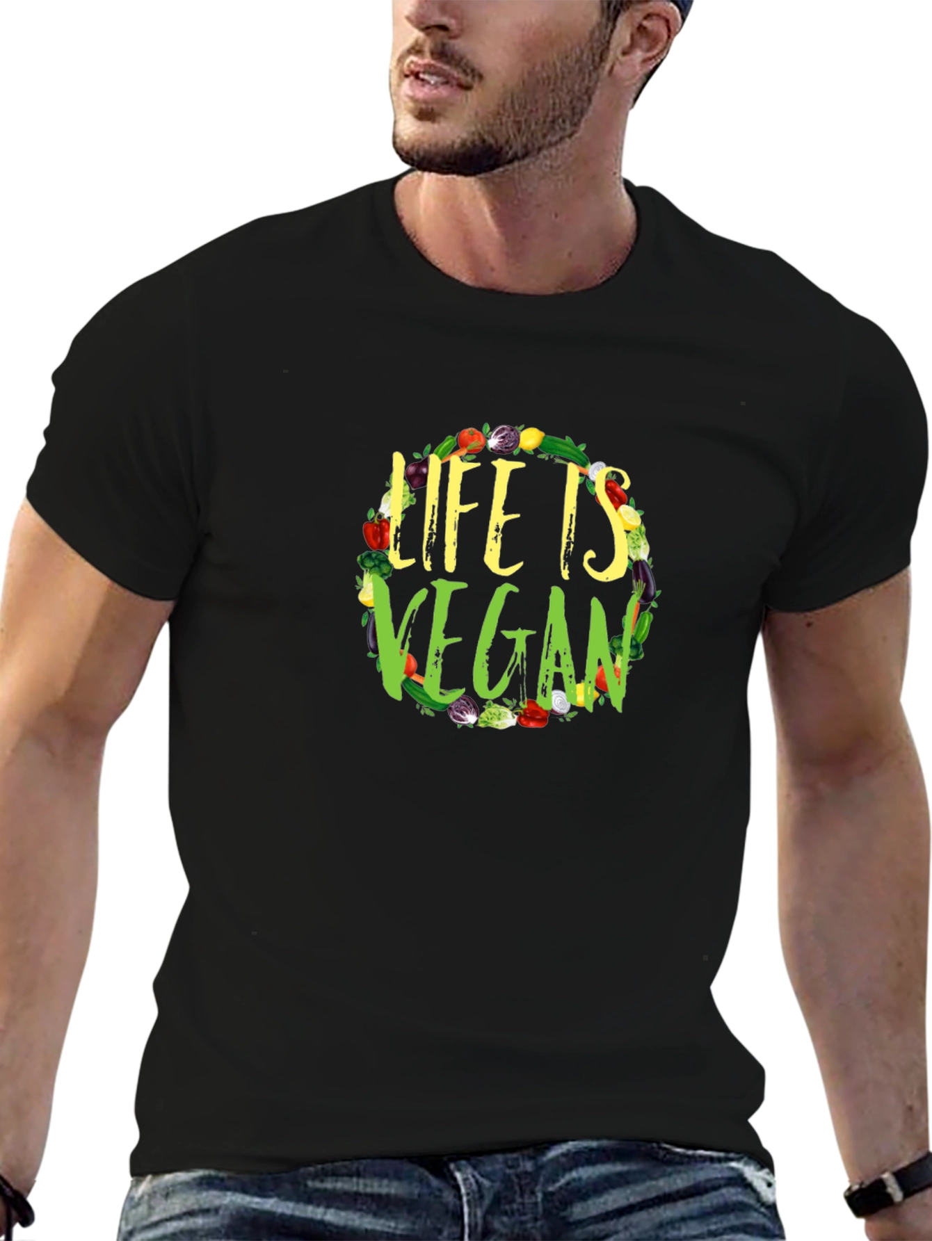 Life is Vegan Black Graphic Tee