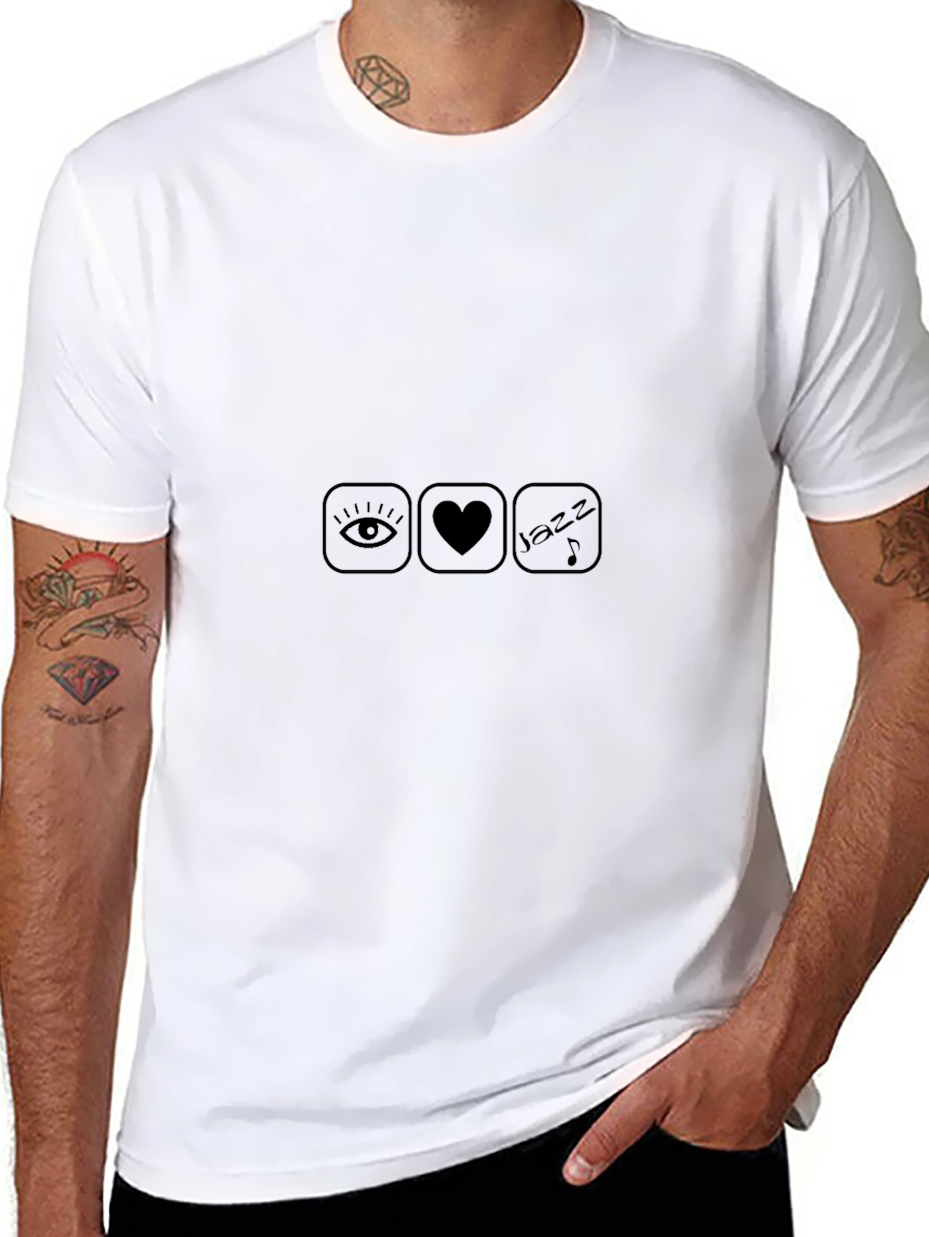I Love Jazz Graphic T-Shirt - Unisex Black Tee