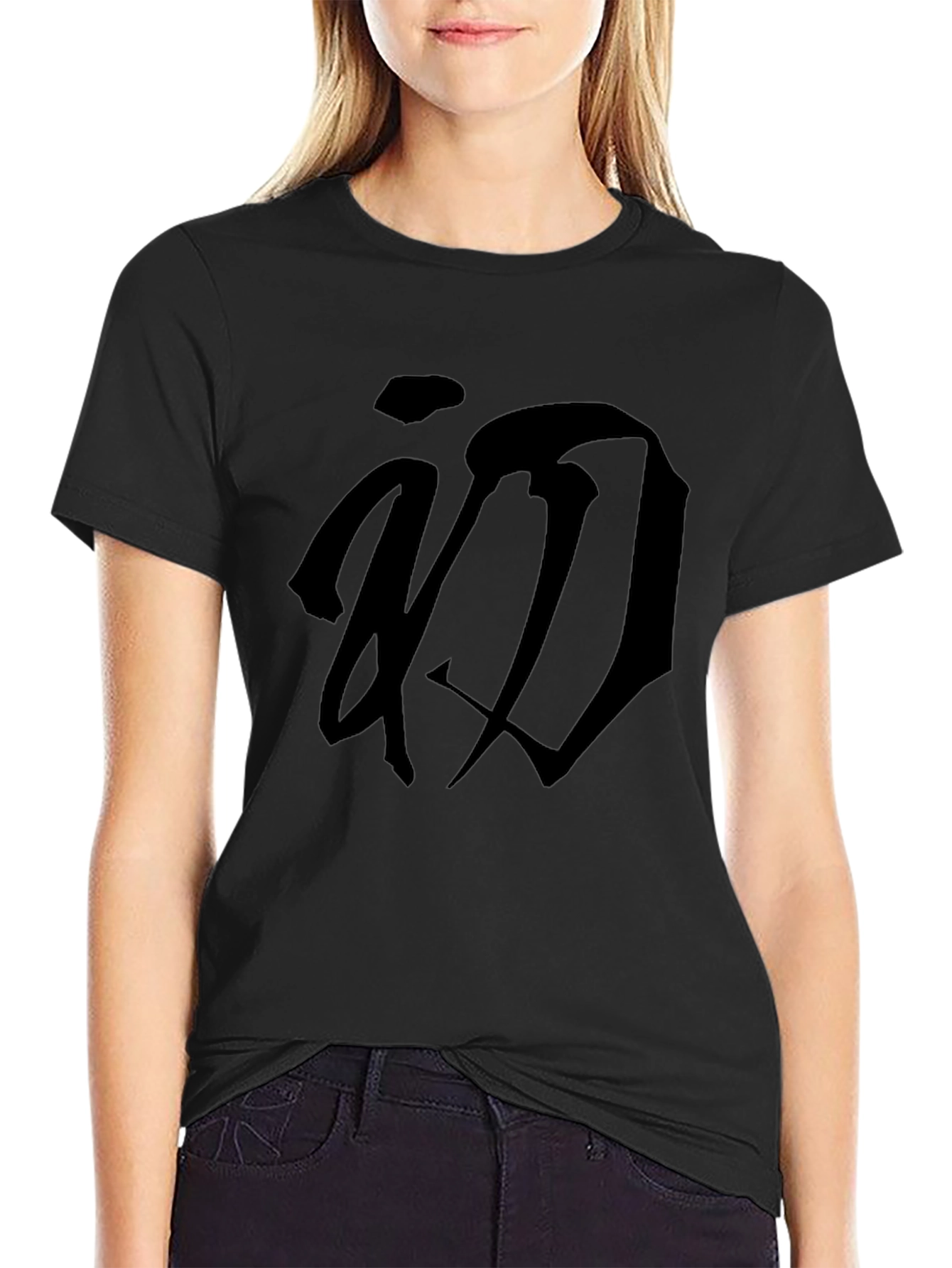 Black Graphic Tee - Stylish Kanji Design
